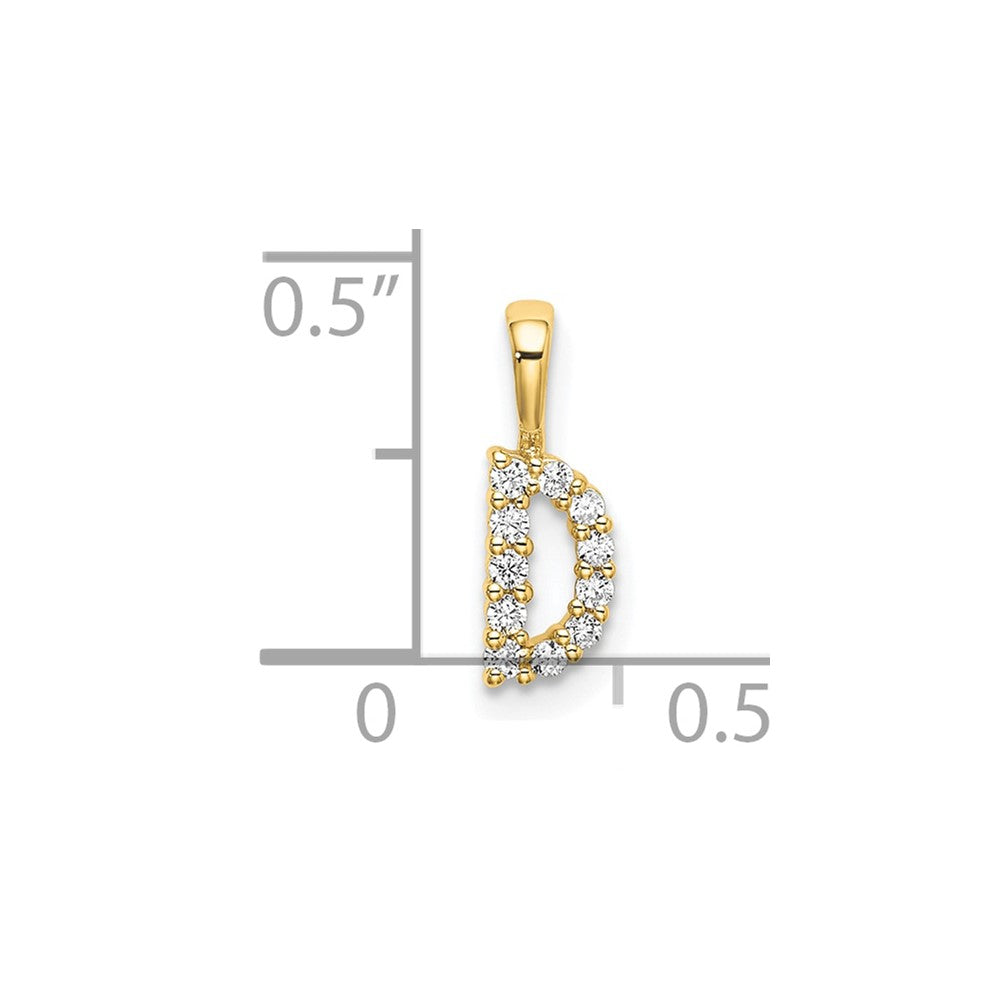 14k 1/10 carat Lab Grown Diamond VS/SI+ G+ Complete Letter D Initial Pendant