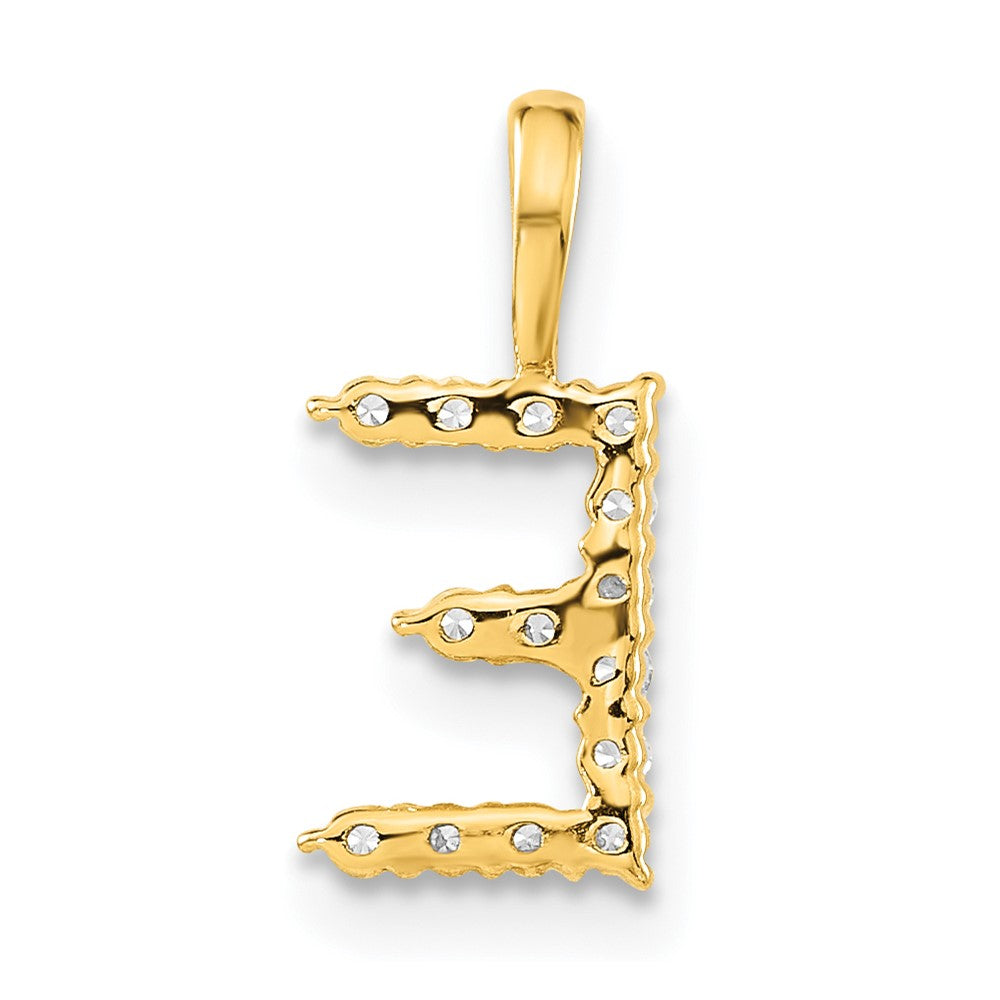 14k 1/8 carat Lab Grown Diamond VS/SI+ G+ Complete Letter E Initial Pendant