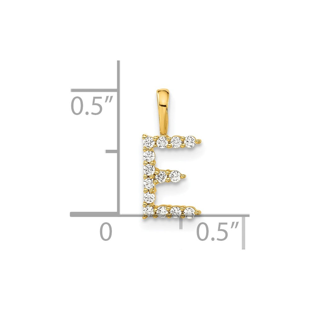 14k 1/8 carat Lab Grown Diamond VS/SI+ G+ Complete Letter E Initial Pendant