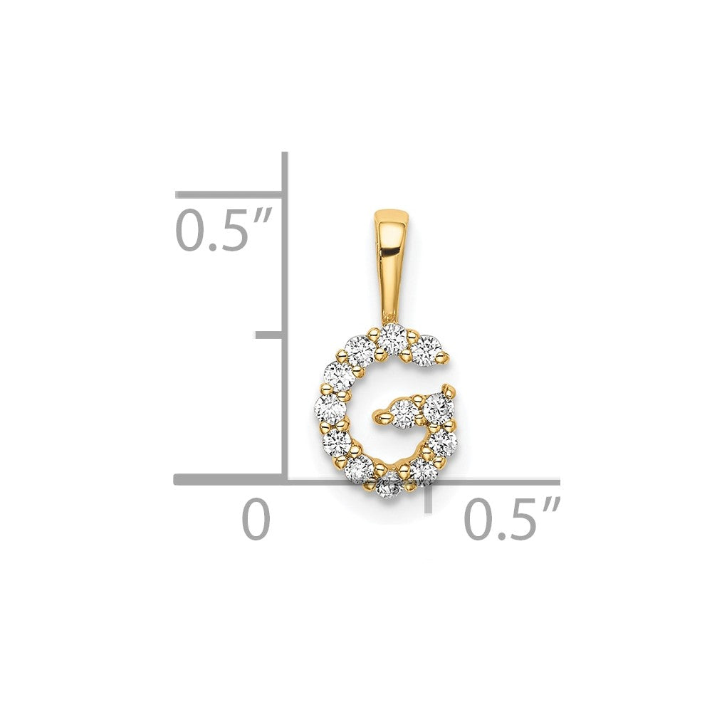 14k 1/8 carat Lab Grown Diamond VS/SI+ G+ Complete Letter G Intitial Pendant