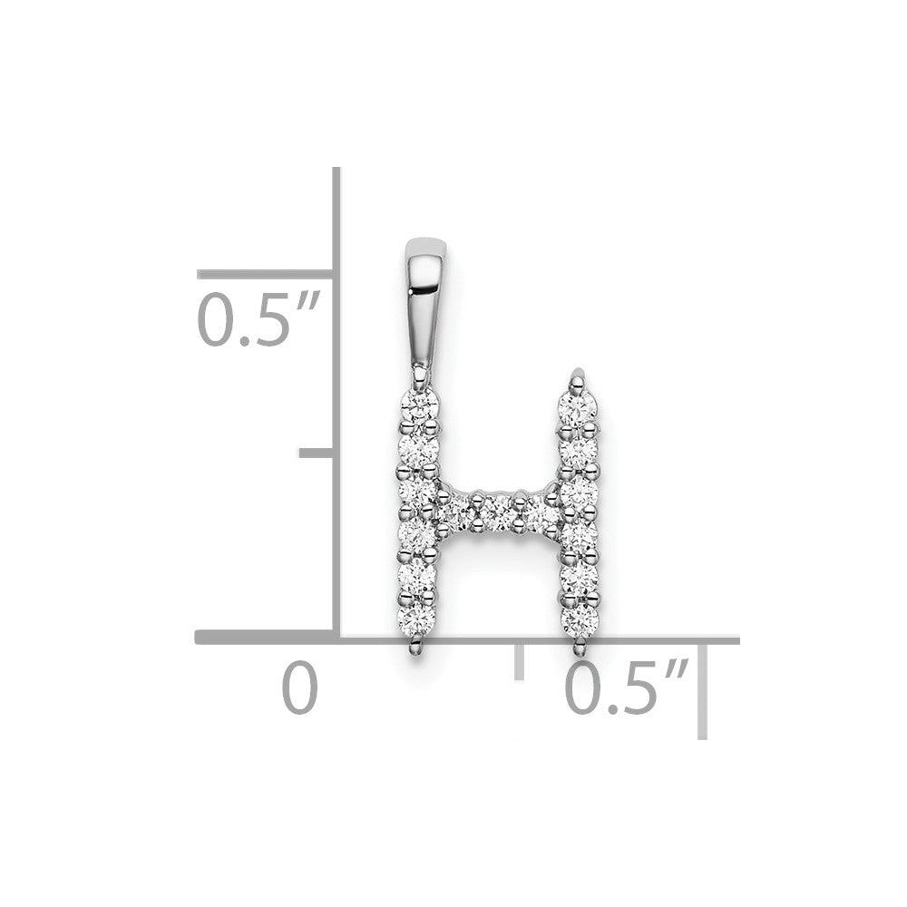 14k White Gold 1/6 carat Lab Grown Diamond VS/SI+ G+ Complete Letter H Initial Pendant