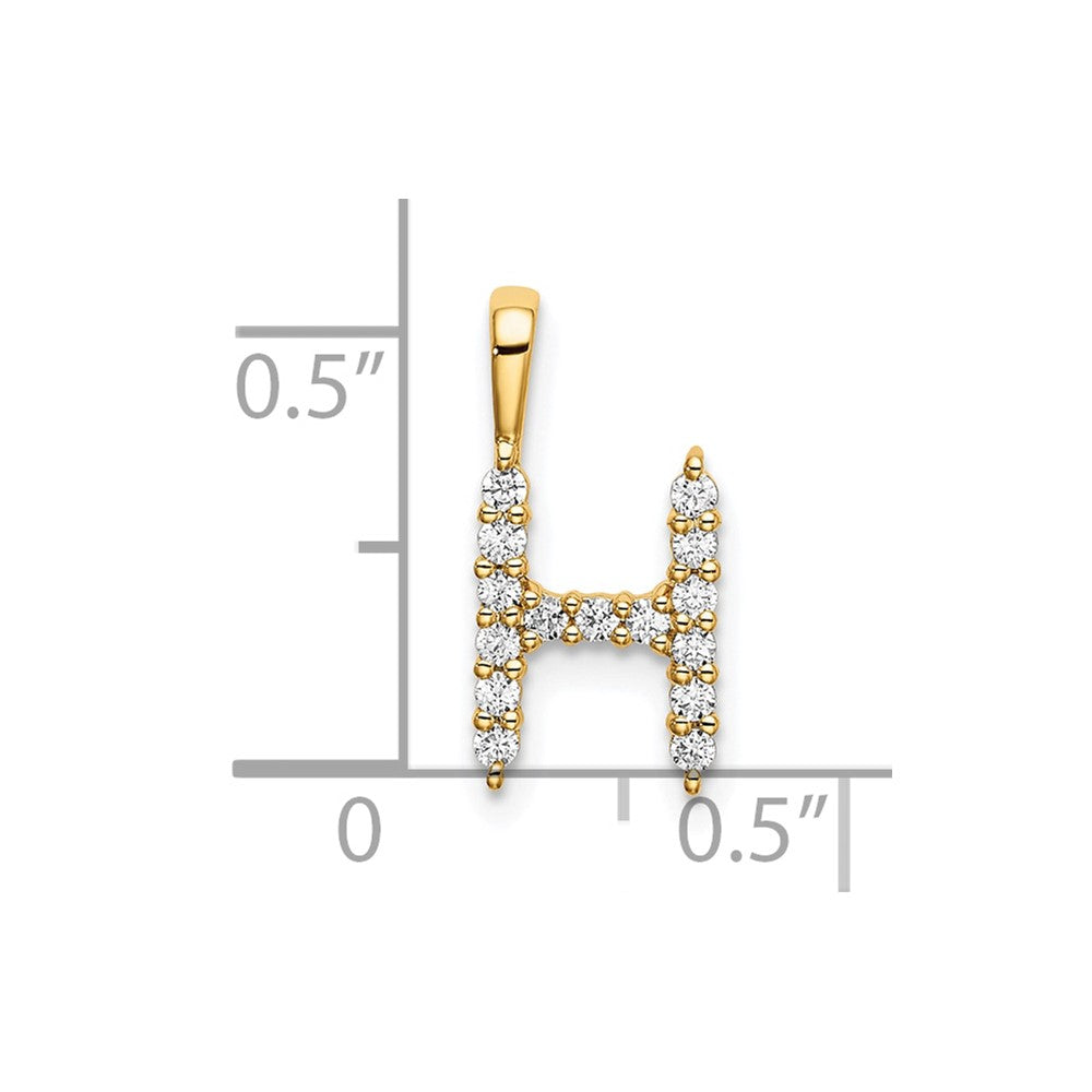 14k 1/6 carat Lab Grown Diamond VS/SI+ G+ Complete Letter H Initial Pendant
