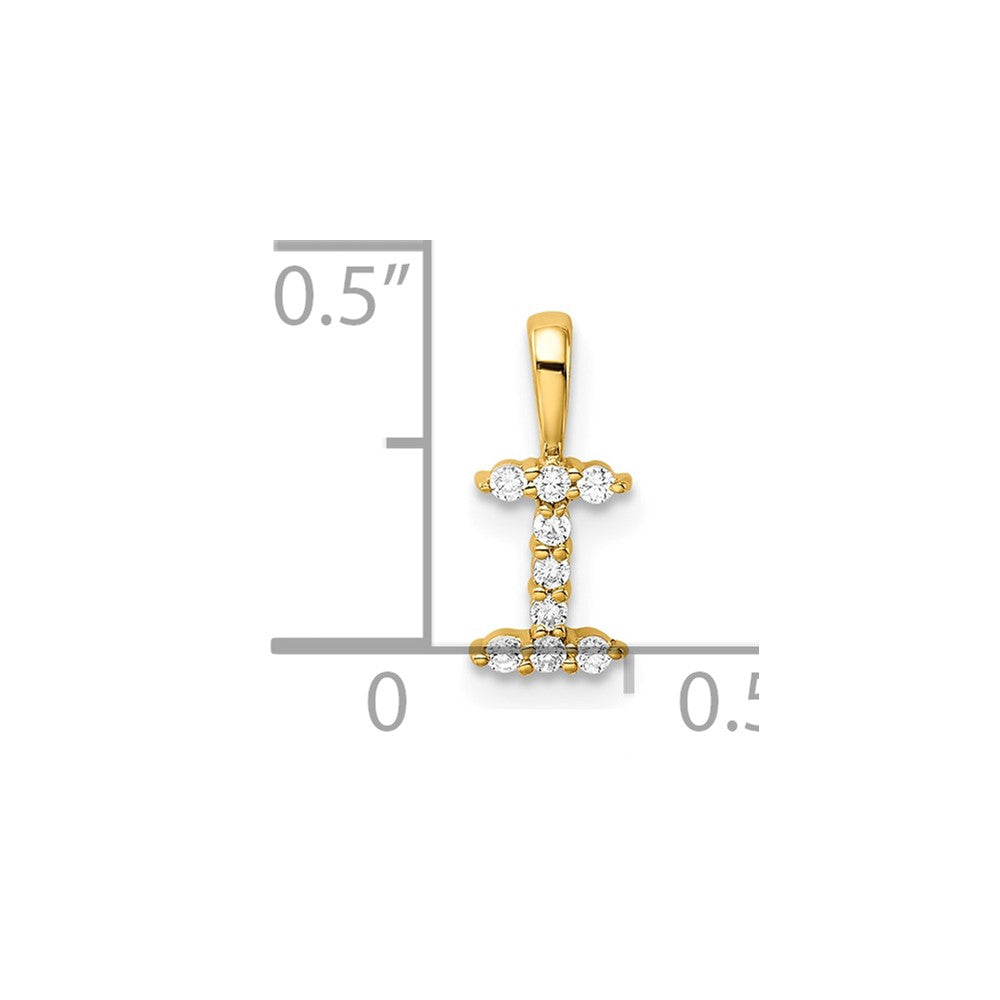 14k 1/10 carat Lab Grown Diamond VS/SI+ G+ Complete Letter I Initial Pendant