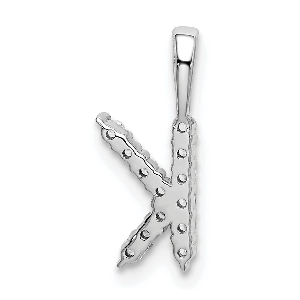 14k White Gold 1/8 carat Lab Grown Diamond VS/SI+ G+ Complete Letter K Initial Pendant