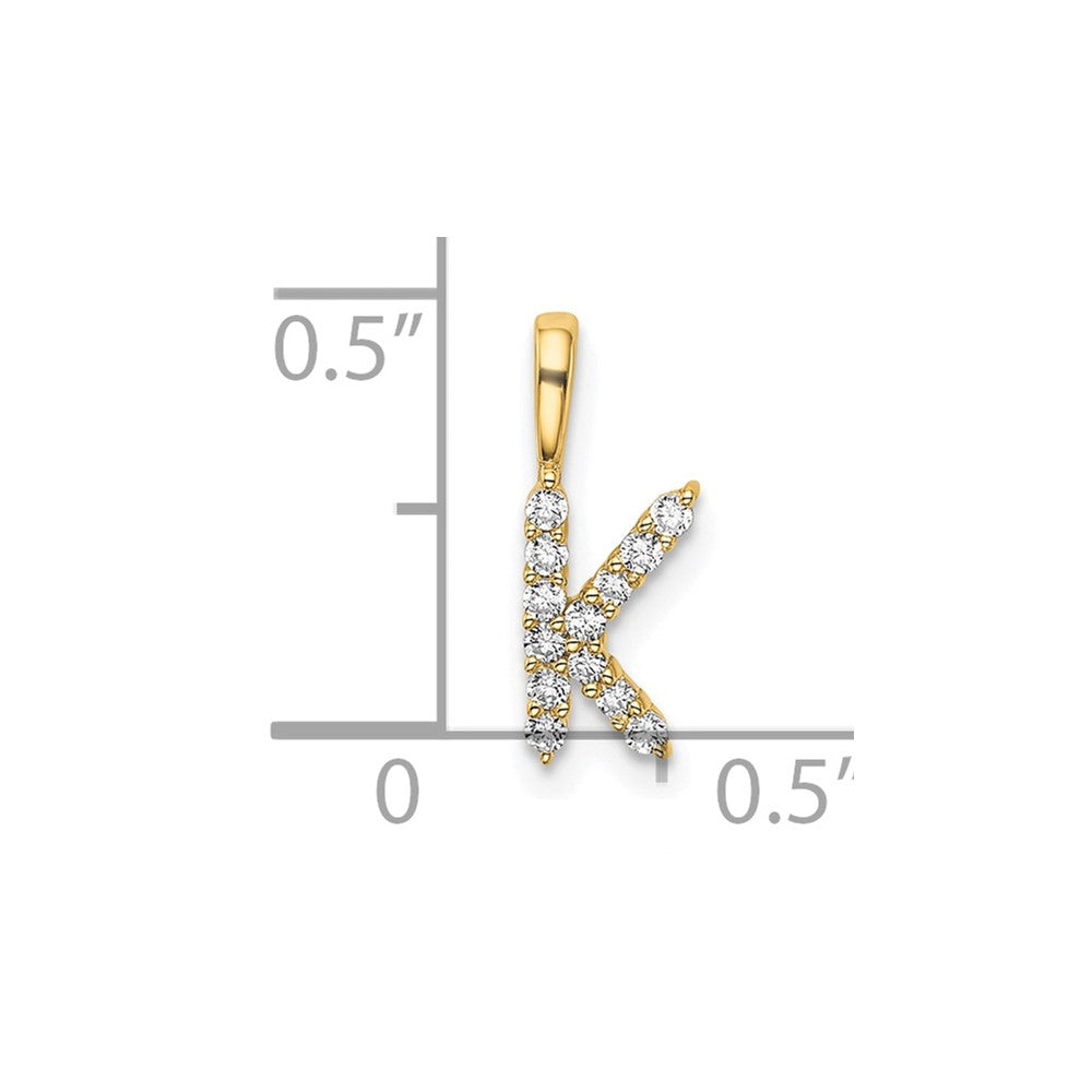14k 1/8 carat Lab Grown Diamond VS/SI+ G+ Complete Letter K Initial Pendant