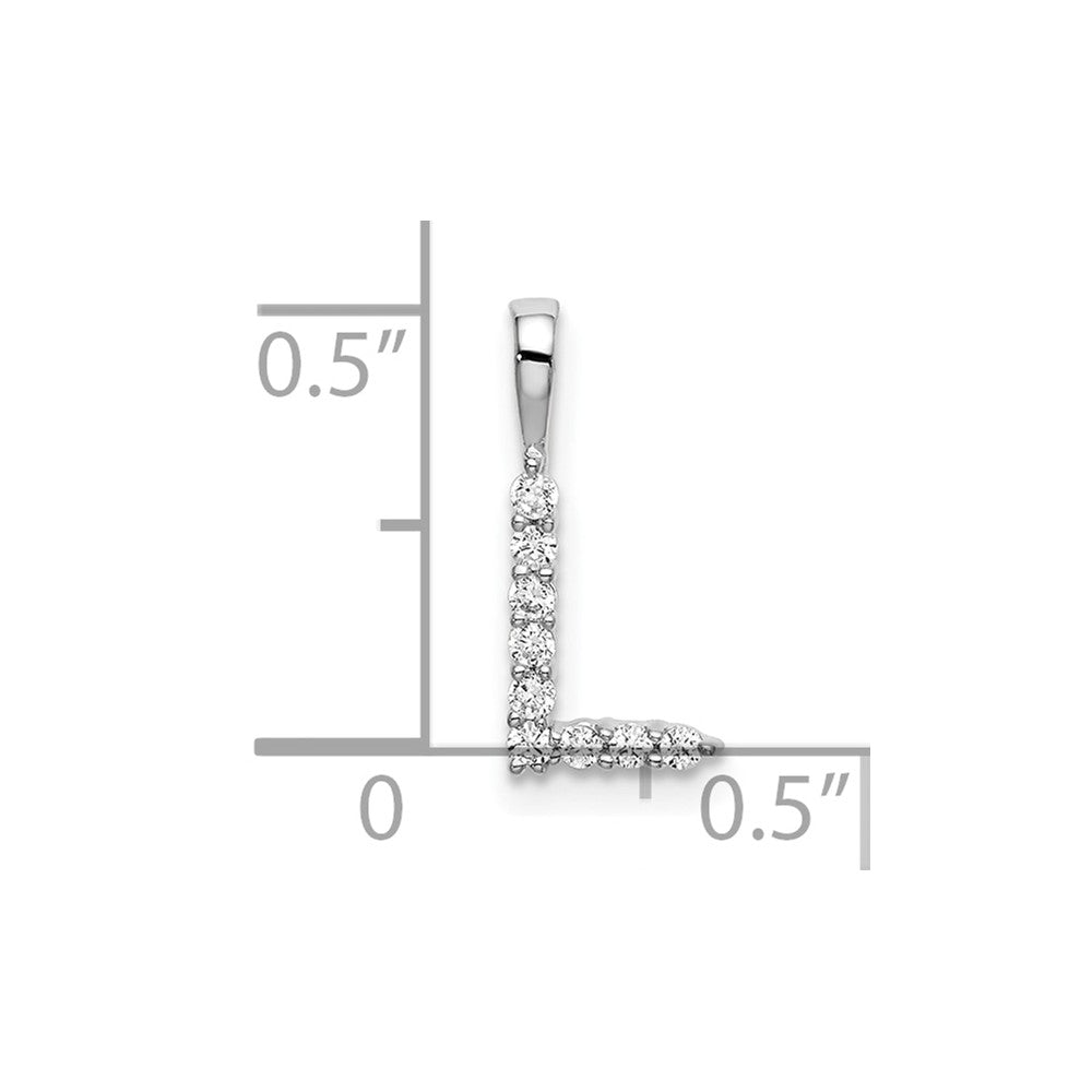 14k White Gold 1/10 carat Lab Grown Diamond VS/SI+ G+ Complete Letter L Initial Pendant