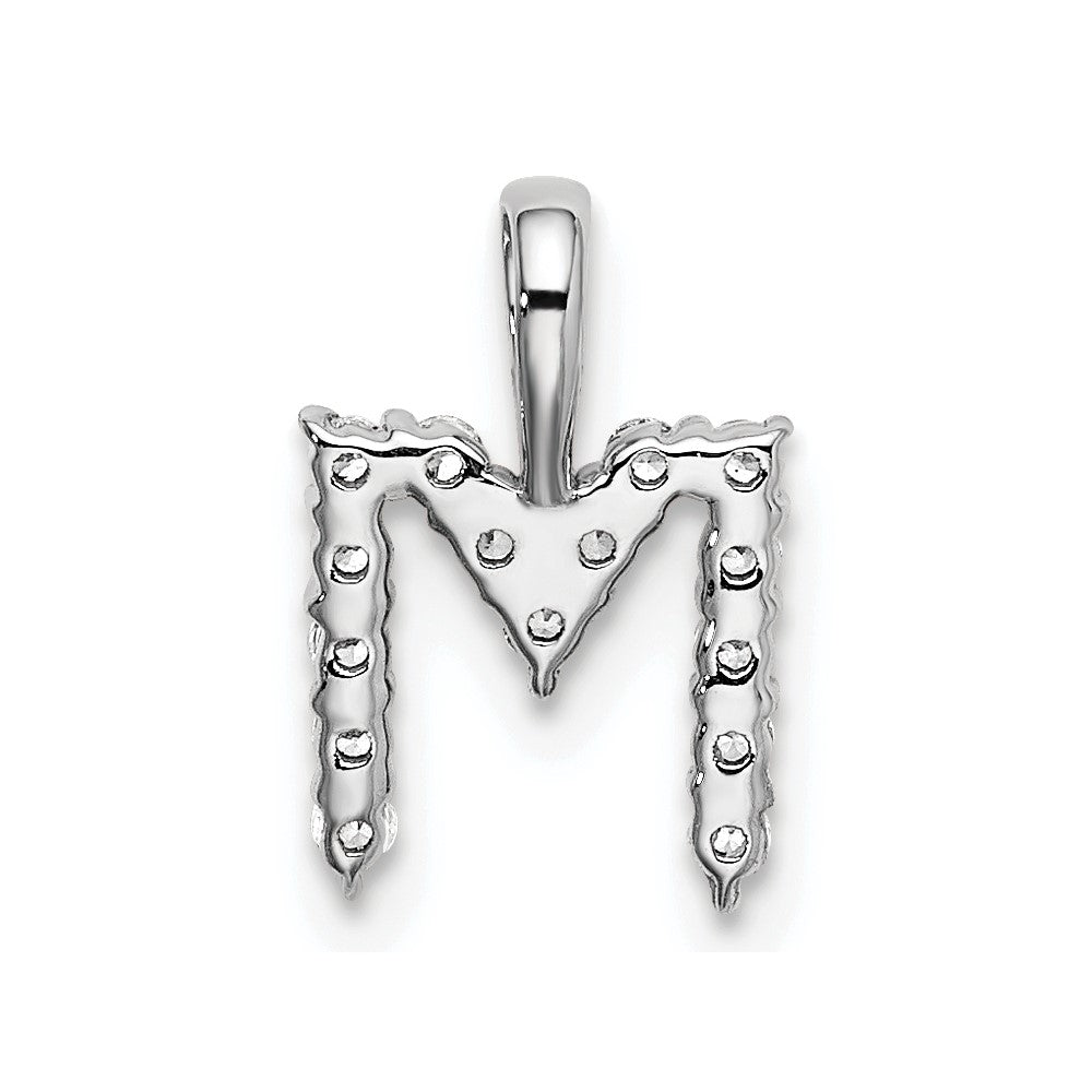 14k White Gold 1/6 carat Lab Grown Diamond VS/SI+ G+ Complete Letter M Initial Pendant