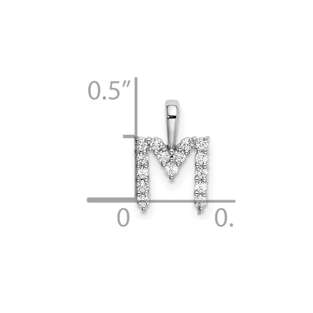 14k White Gold 1/6 carat Lab Grown Diamond VS/SI+ G+ Complete Letter M Initial Pendant