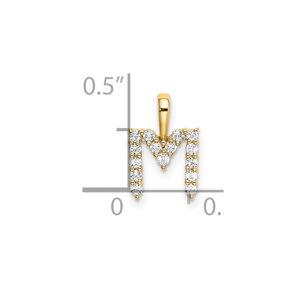 14k 1/6 carat Lab Grown Diamond VS/SI+ G+ Complete Letter M Initial Pendant