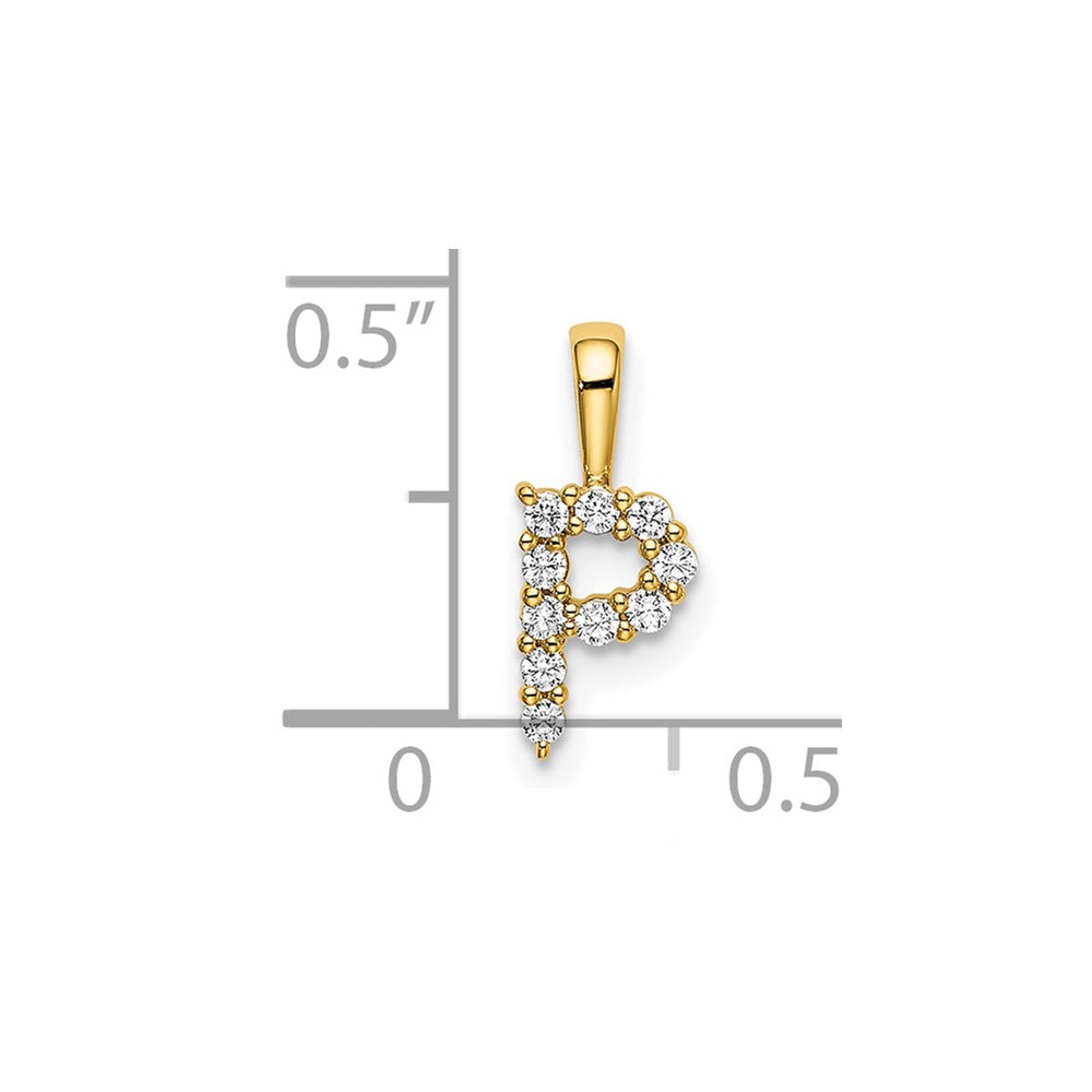 14k 1/10 carat Lab Grown Diamond VS/SI+ G+ Complete Letter P Initial Pendant