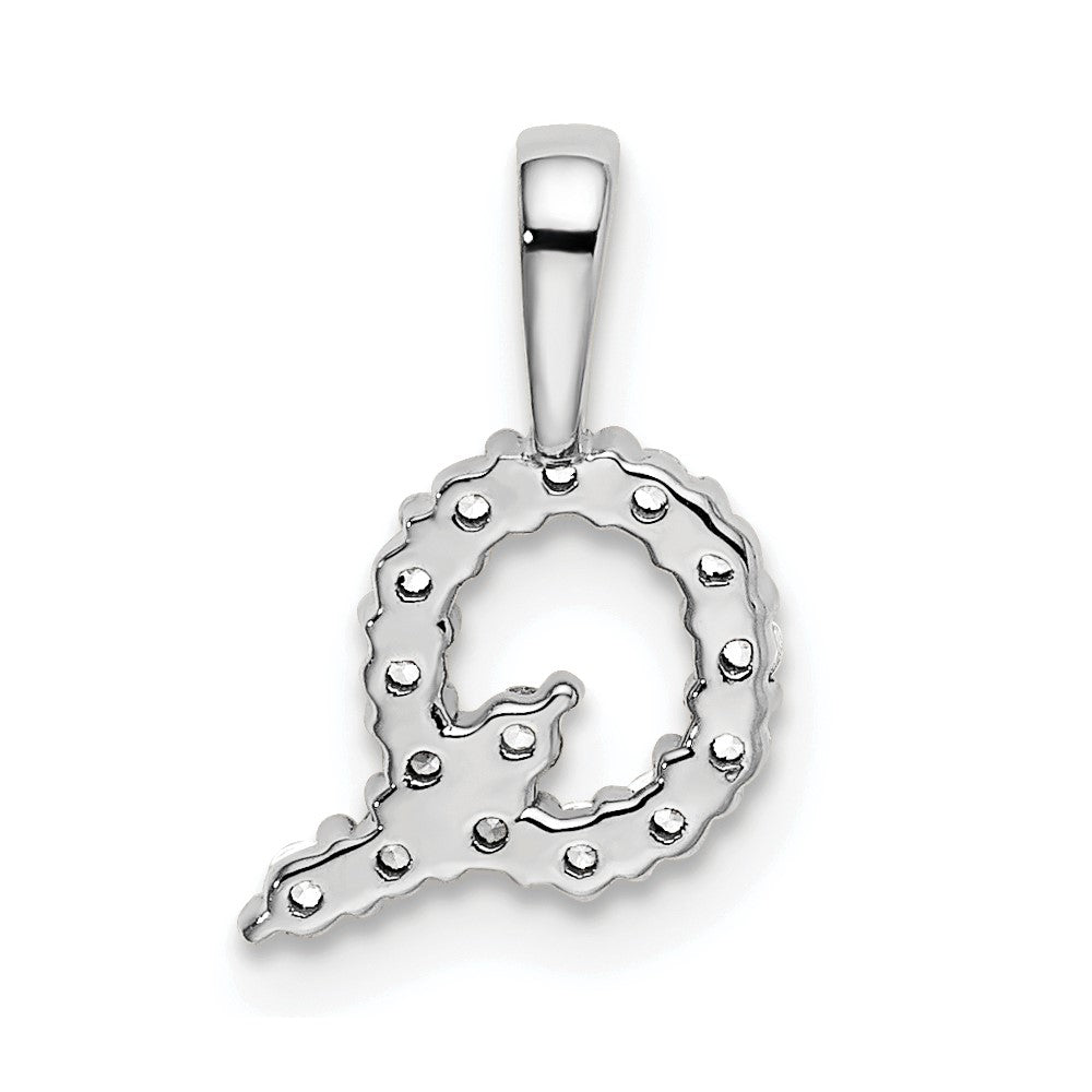 14k White Gold 1/6 carat Lab Grown Diamond VS/SI+ G+ Complete Letter Q Initial Pendant