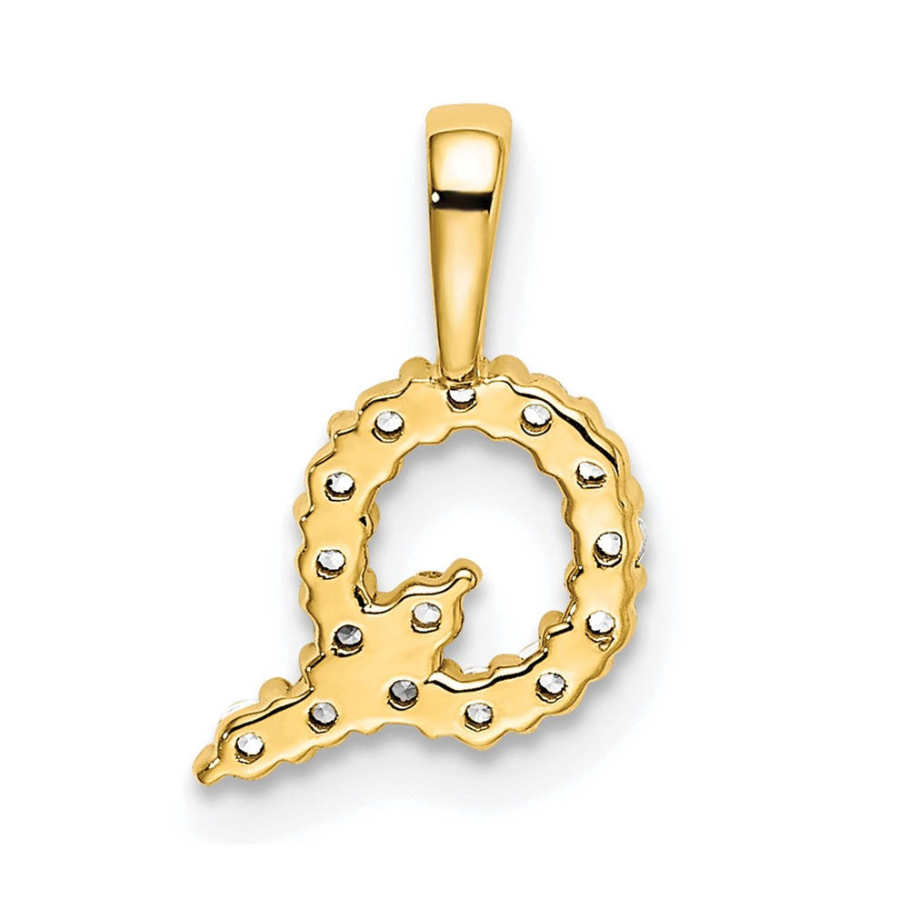 14k 1/6 carat Lab Grown Diamond VS/SI+ G+ Complete Letter Q Initial Pendant