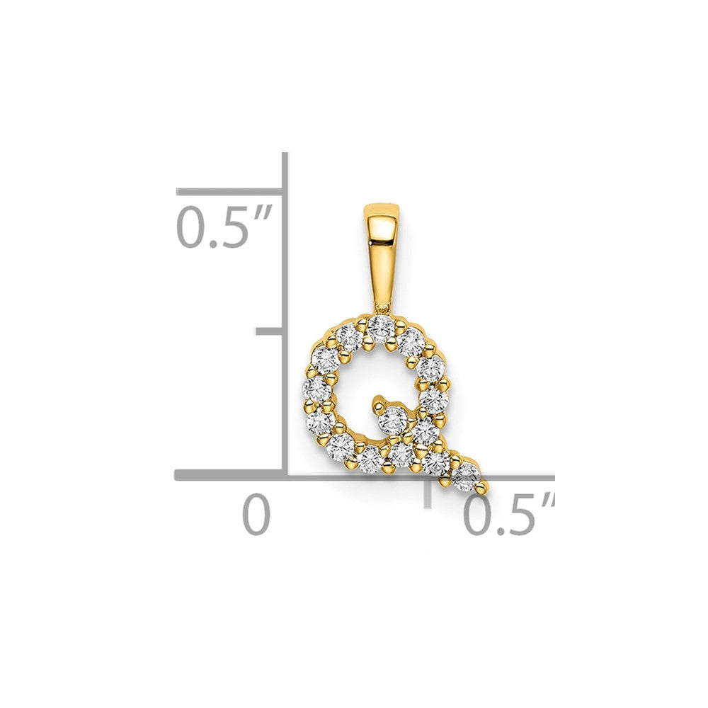 14k 1/6 carat Lab Grown Diamond VS/SI+ G+ Complete Letter Q Initial Pendant
