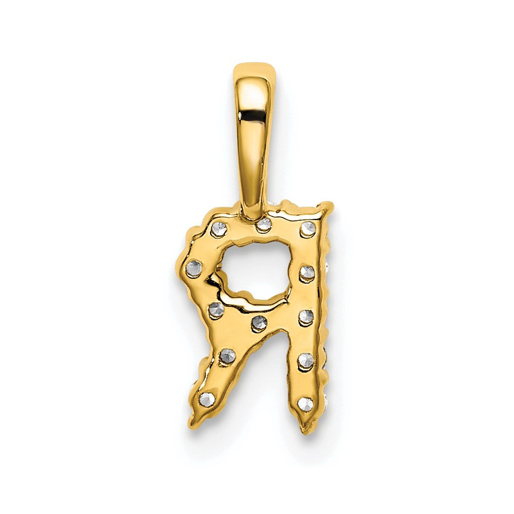 14k 1/8 carat Lab Grown Diamond VS/SI+ G+ Complete Letter R Initial Pendant