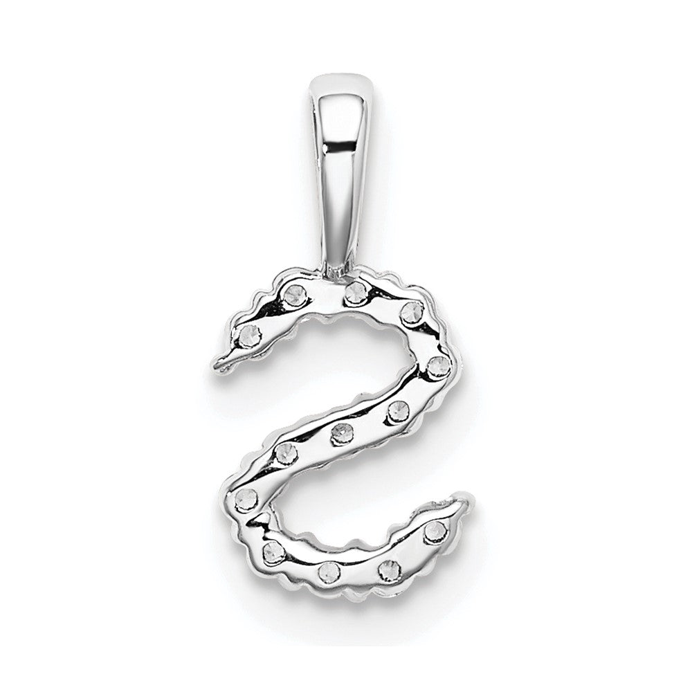 14k White Gold 1/8 carat Lab Grown Diamond VS/SI+ G+ Complete Letter S Initial Pendant