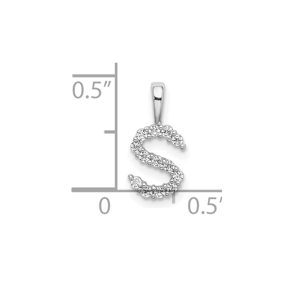 14k White Gold 1/8 carat Lab Grown Diamond VS/SI+ G+ Complete Letter S Initial Pendant