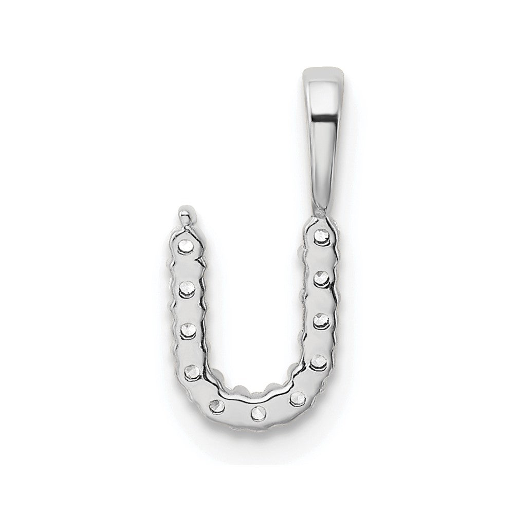 14k White Gold 1/8 carat Lab Grown Diamond VS/SI+ G+ Complete Letter U Initial Pendant