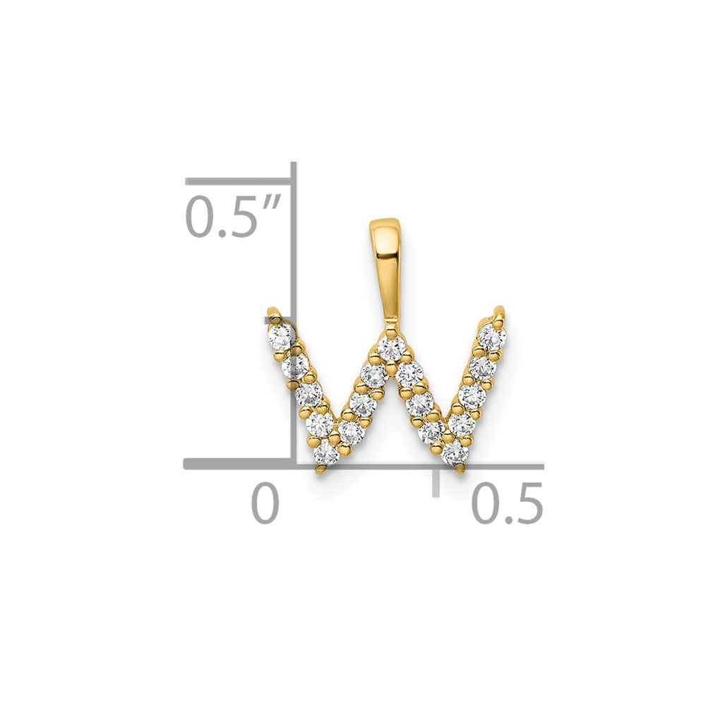 14k 1/6 carat Lab Grown Diamond VS/SI+ G+ Complete Letter W Initial Pendant