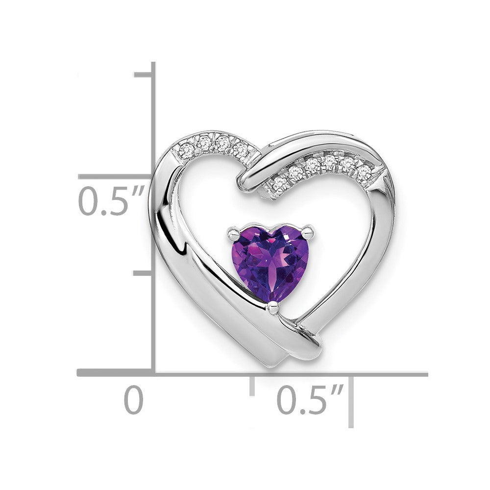 Sterling Silver Rhodium-plated Amethyst and Diamond Pendant