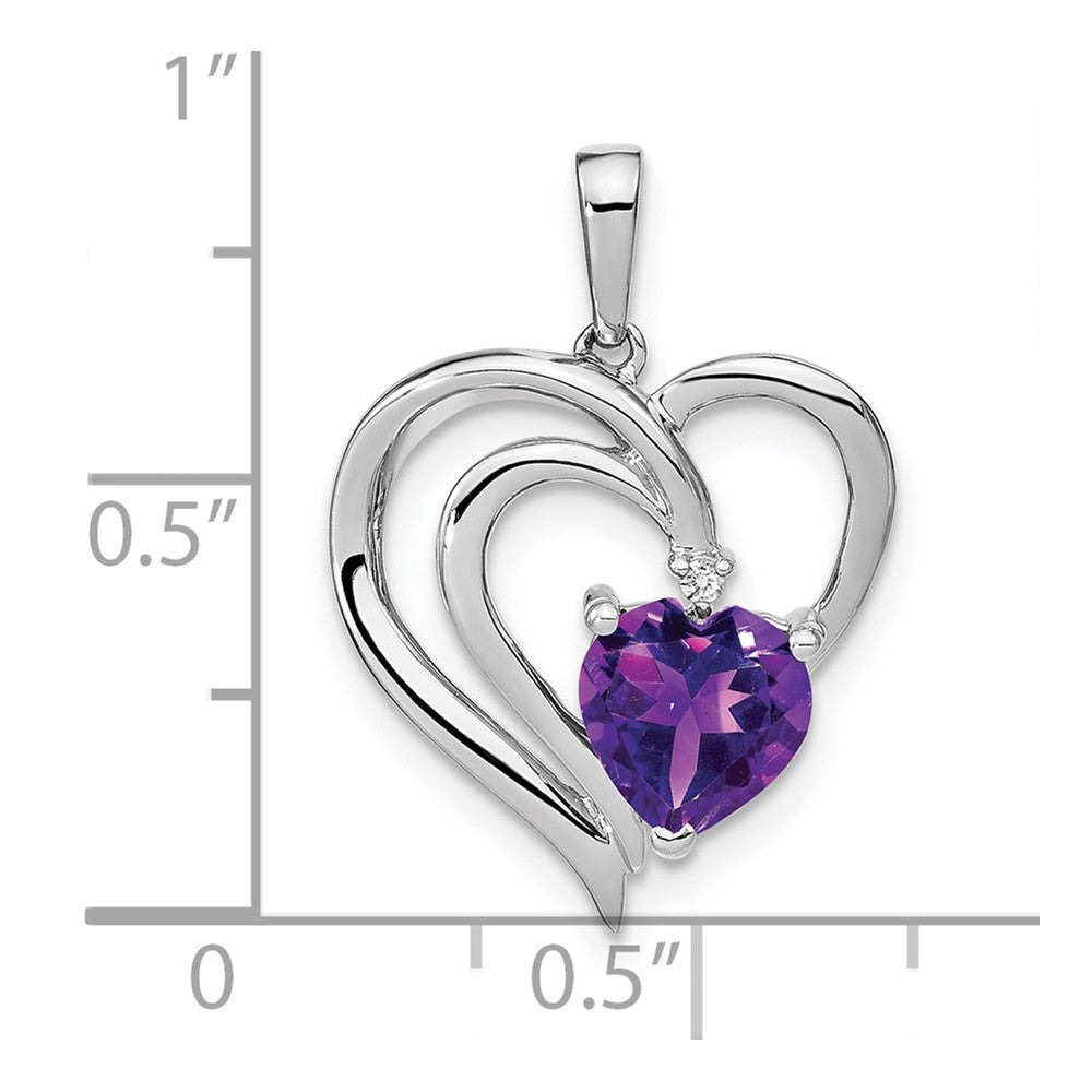 Sterling Silver Rhodium-plated Amethyst and Diamond Pendant