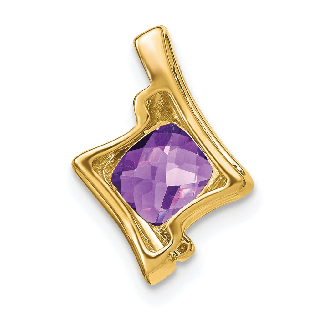 10k Yellow Gold Cushion Amethyst and Diamond Chain Slide