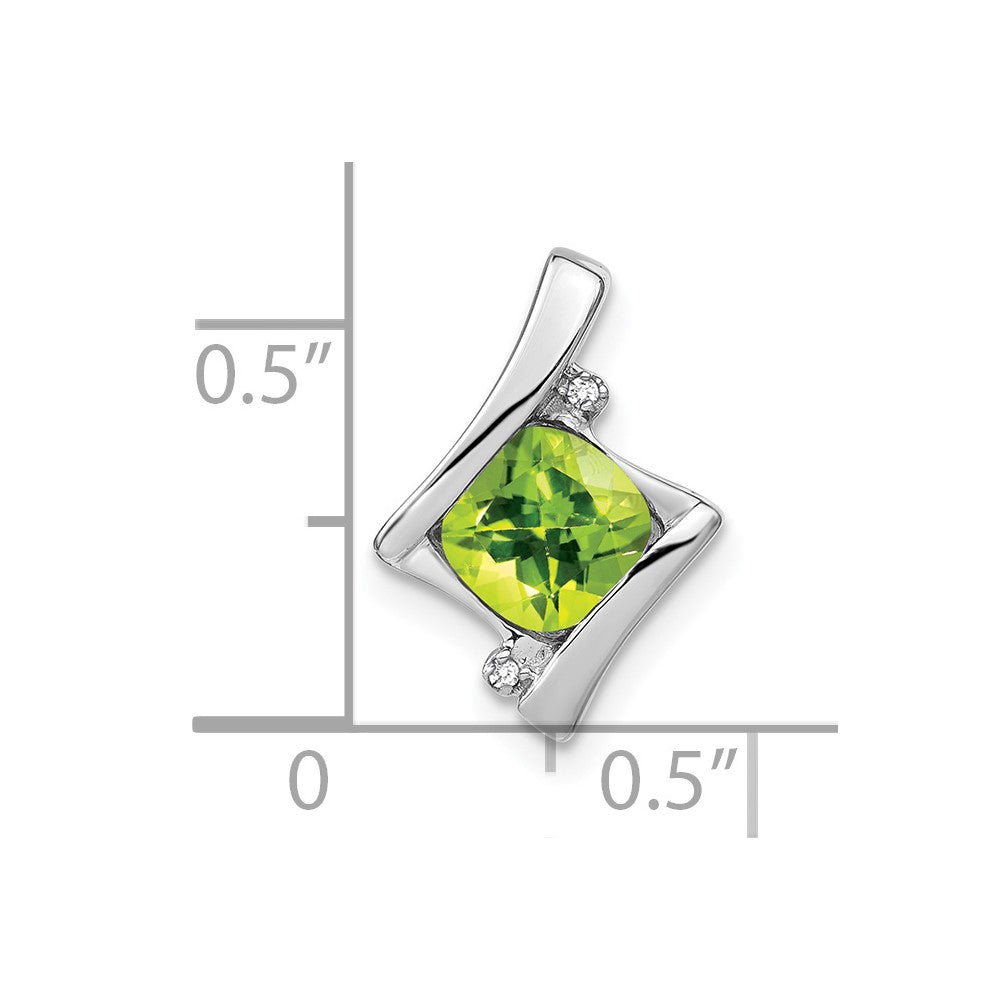 10k White Gold Peridot and Diamond Pendant