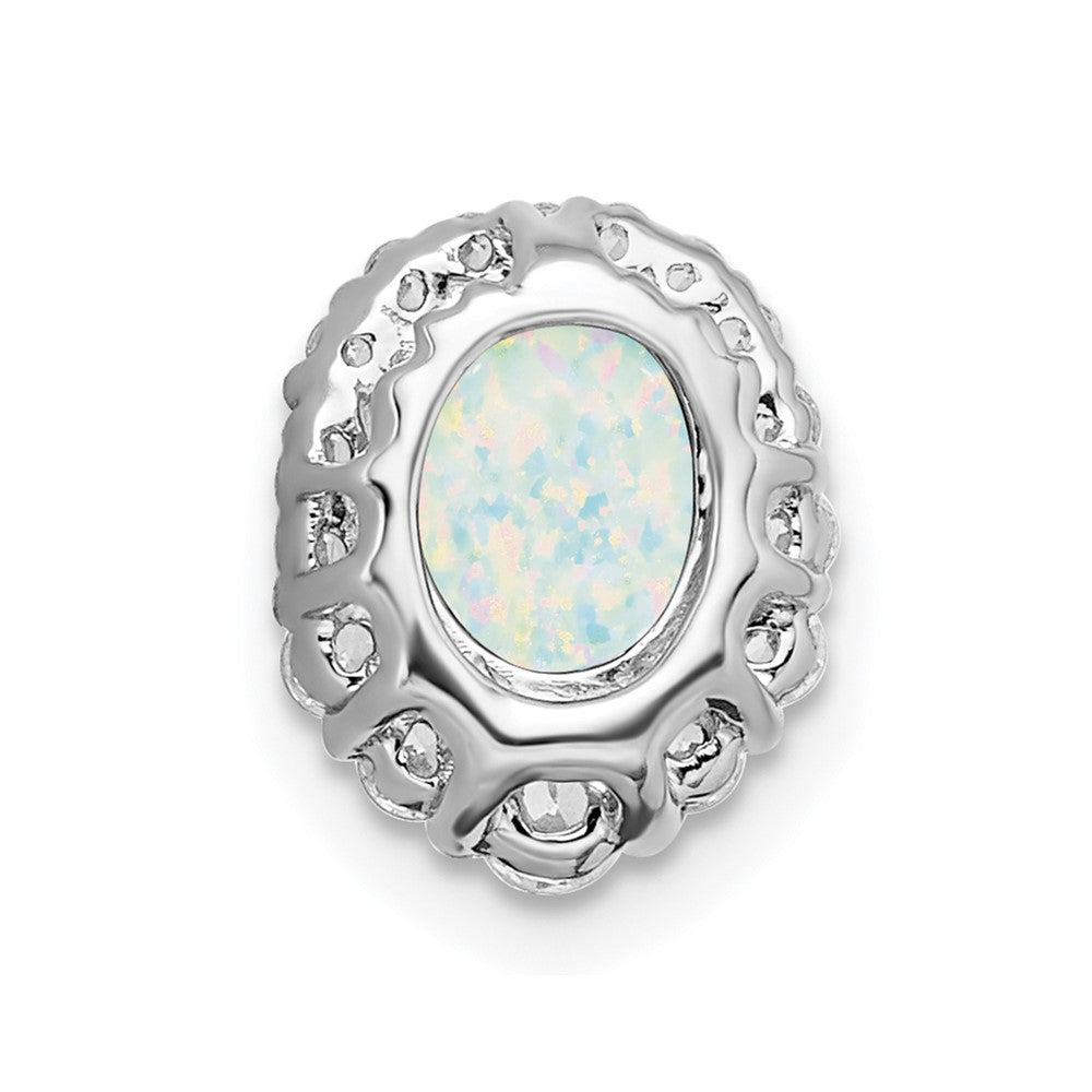 Pure Serenity 14k White Gold 1/3 carat Lab Grown Diamond VS/SI+ G+ and Lab Created Opal Chain Slide