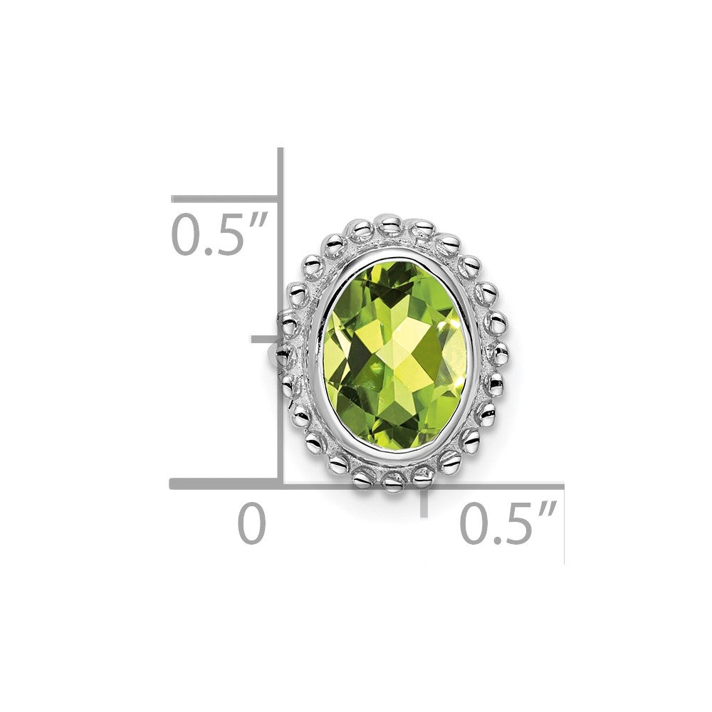 10k White Gold Oval Peridot Chain Slide