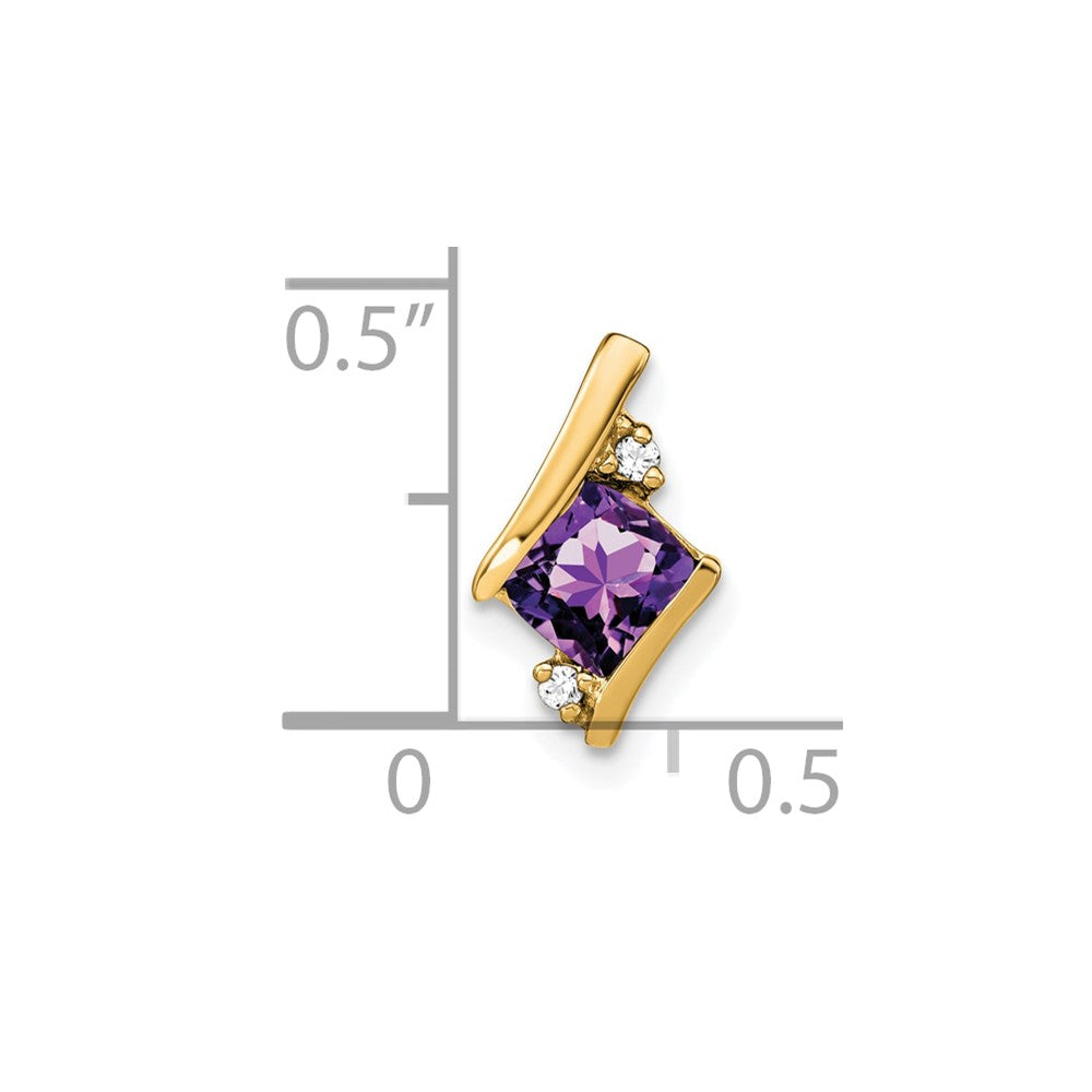 10k Yellow Gold Cushion Amethyst and Diamond Chain Slide