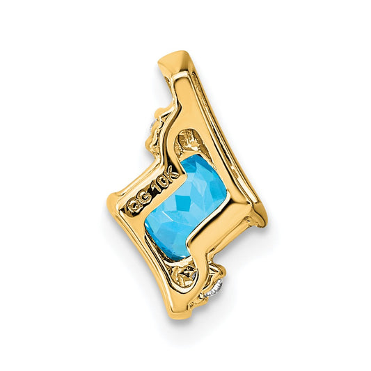 10k 4mm Cushion December/ Blue Topaz and Diamond Chain Slide