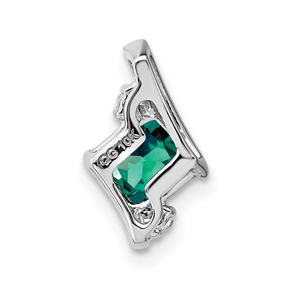 10k White Gold Cushion Cr. Alexandrite and Diamond Chain Slide