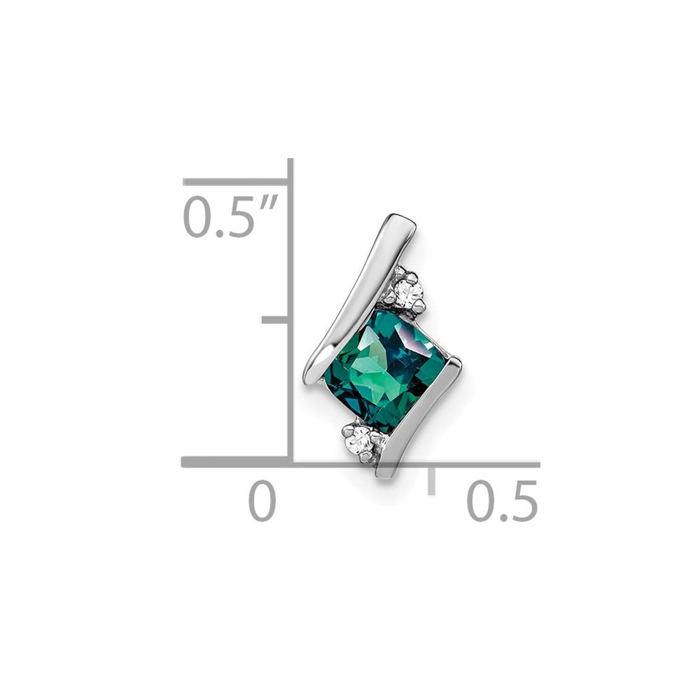 10k White Gold Cushion Cr. Alexandrite and Diamond Chain Slide