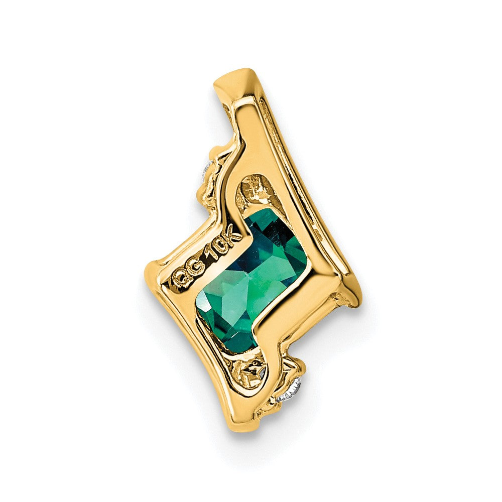 10k Yellow Gold Cushion Cr. Alexandrite and Diamond Chain Slide