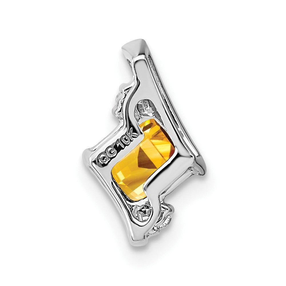 10k White Gold 4mm Cushion November/ Citrine and Diamond Chain Slide