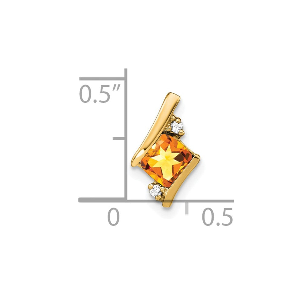 10k Yellow Gold Cushion Citrine and Diamond Chain Slide