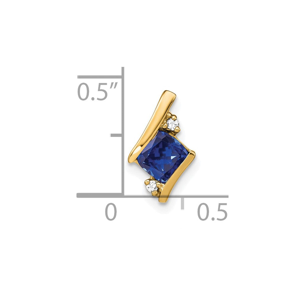 10k Yellow Gold Cushion Cr. Sapphire and Diamond Chain Slide