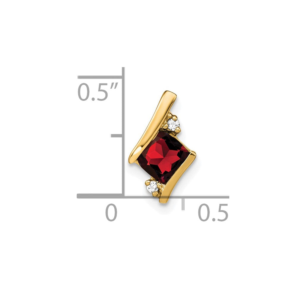 10k Yellow Gold Cushion Garnet and Diamond Chain Slide
