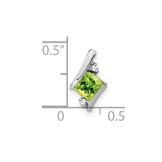 Sterling Silver Antique Cushion Peridot and Diamond Pendant