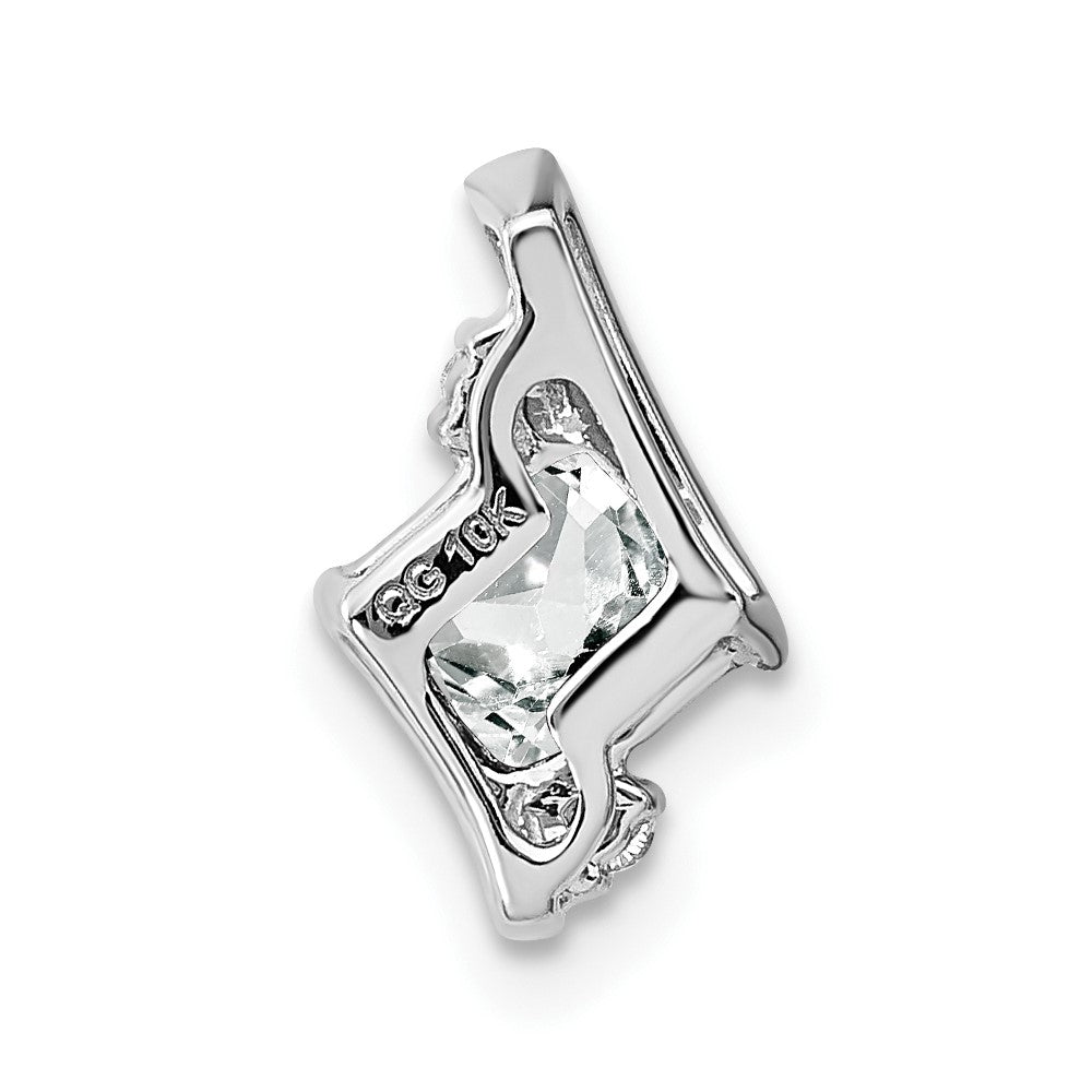 10k White Gold Cushion White Topaz and Diamond Chain Slide
