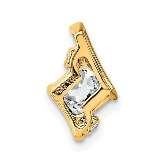 10k 4mm Cushion April/ White Topaz and Diamond Chain Slide