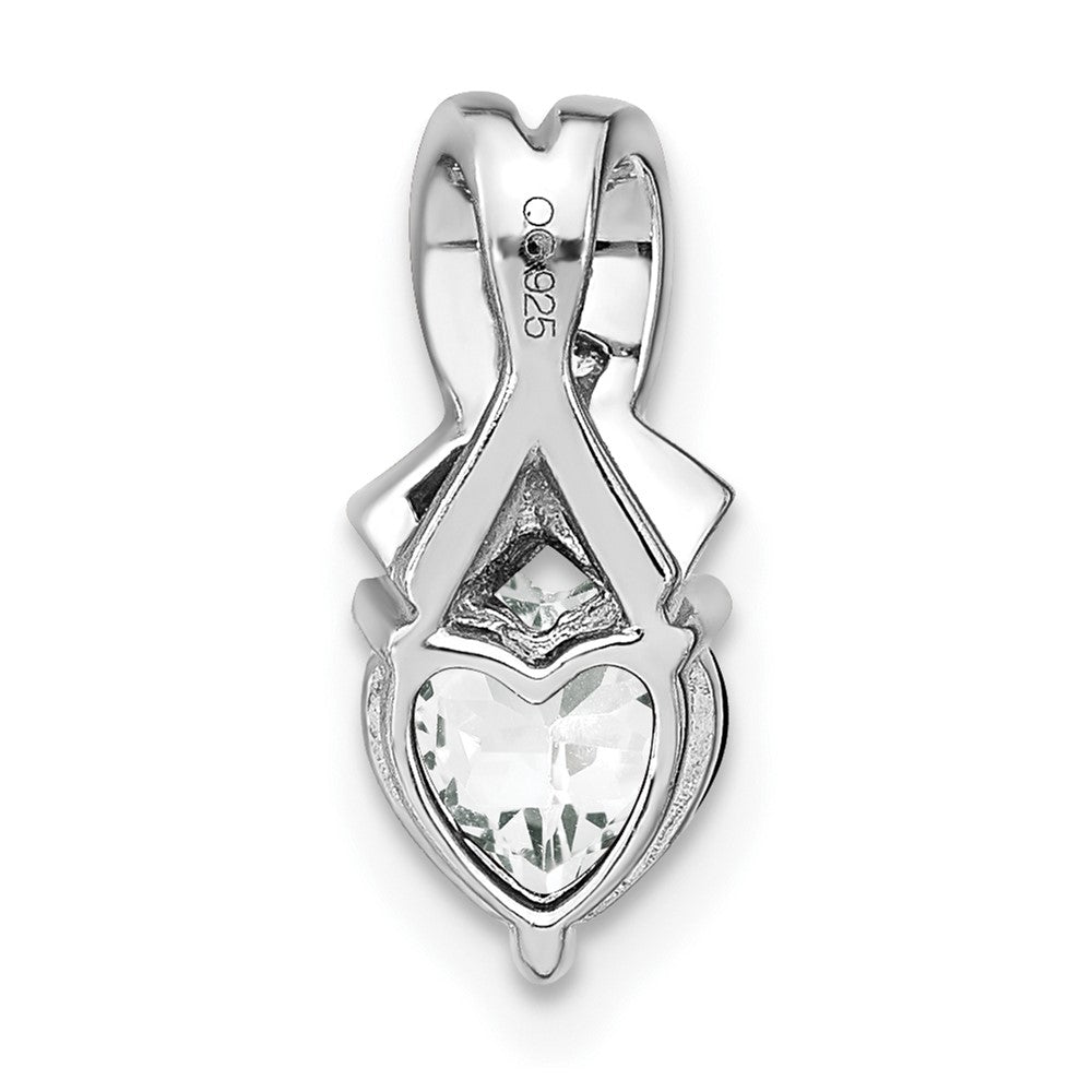 Sterling Silver Rhodium-plated White Topaz and Diamond Pendant