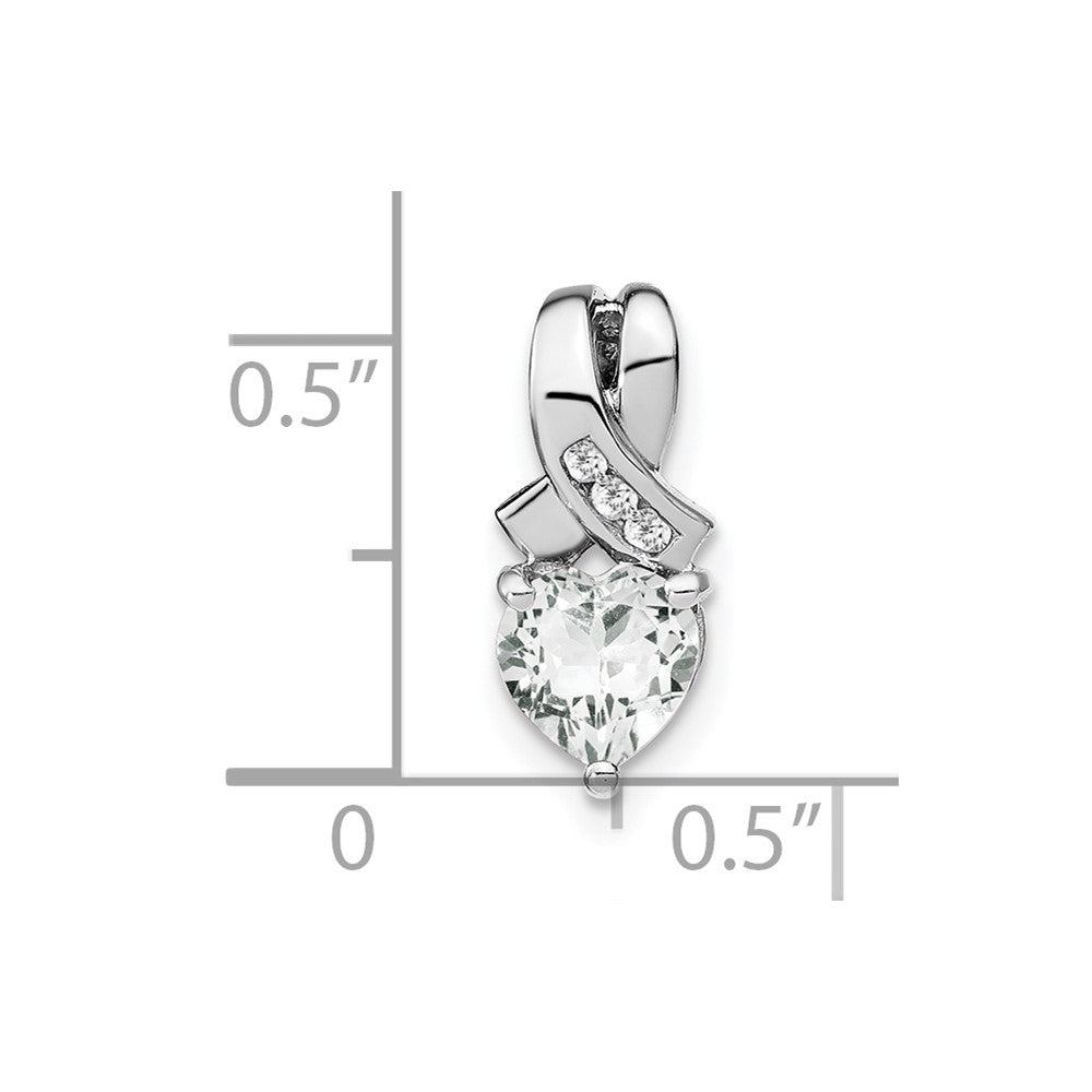 Sterling Silver Rhodium-plated White Topaz and Diamond Pendant
