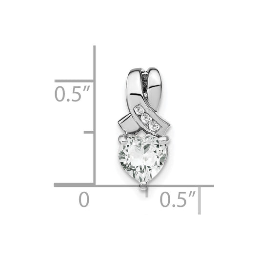 Sterling Silver Rhodium-plated White Topaz and Diamond Pendant