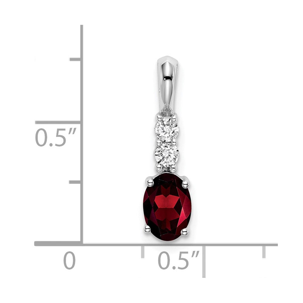 14k White Gold 7x5 Oval January/Garnet and Diamond Pendant