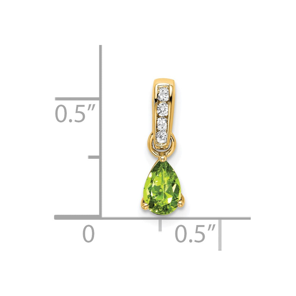 10k Yellow Gold Pear Peridot and Diamond Pendant