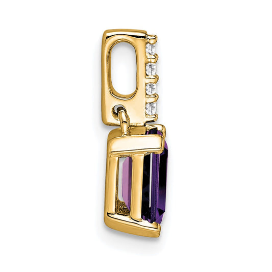 10k 7x5mm Emerald-cut February/ Amethyst and Diamond Pendant