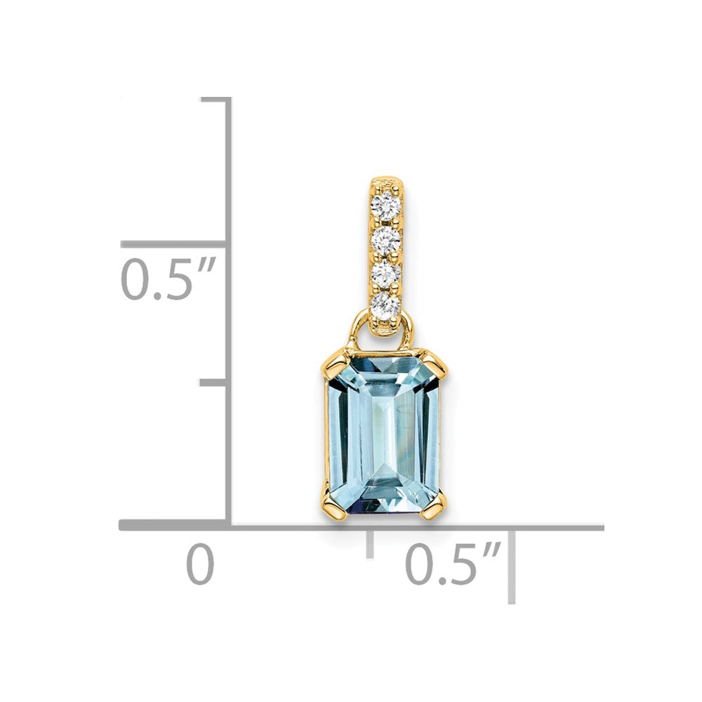 10k Yellow Gold Aquamarine and Diamond Pendant