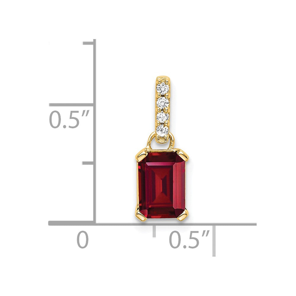 10k Yellow Gold Created Ruby and Diamond Pendant
