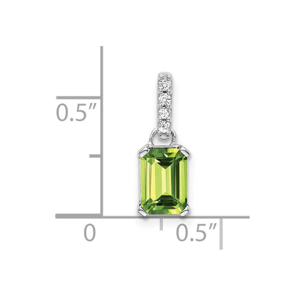 10k White Gold Peridot and Diamond Pendant