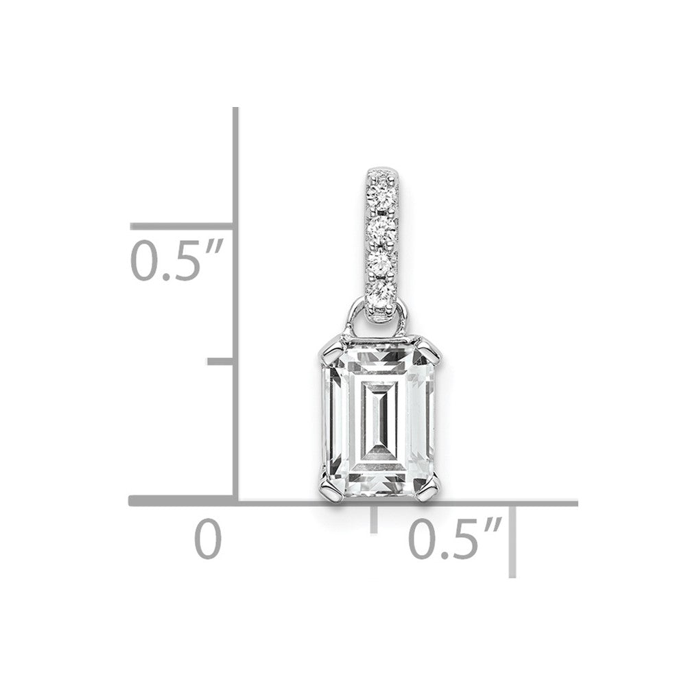 10k White Gold White Topaz and Diamond Pendant